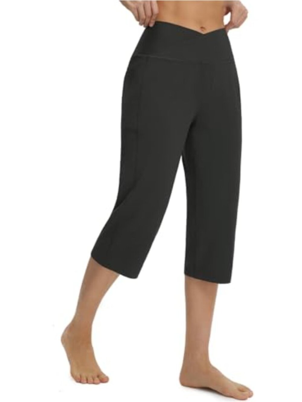 Baleaf Womens Capri Pants High Waisted Yoga Leggings 18" Cropped Workout